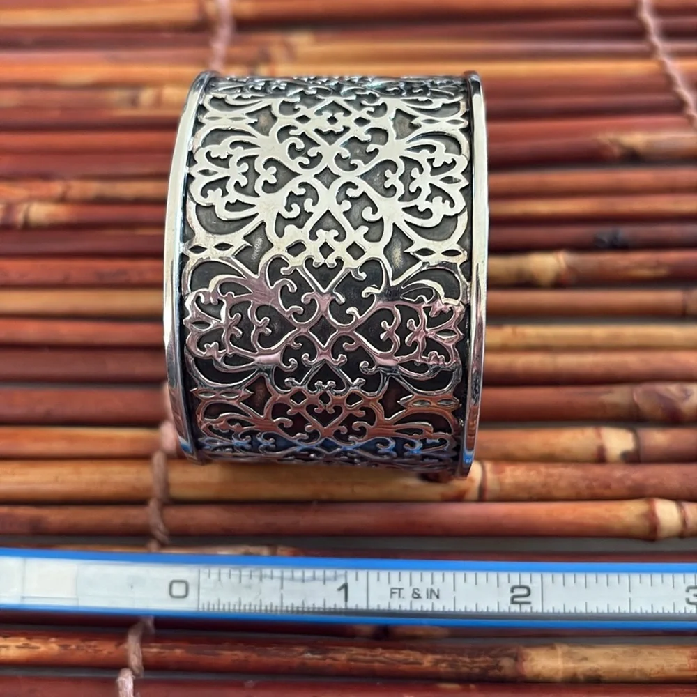 Silpada Sterling Silver Solid Filigree Cuff Bracelet .925 Vintage - Picture 8 of 8
